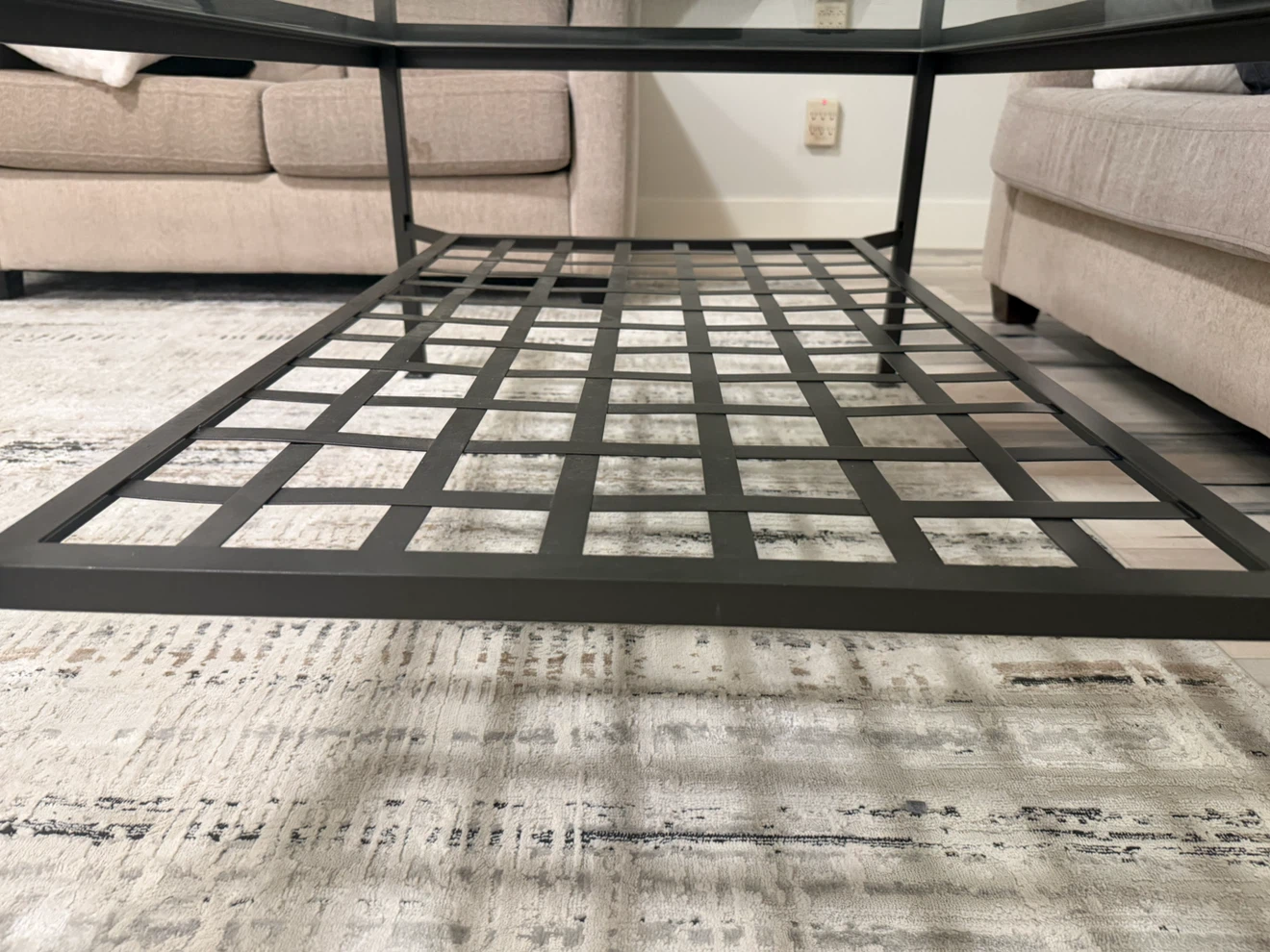 Glass Top Coffee Table with Metal Shelf - photo 4