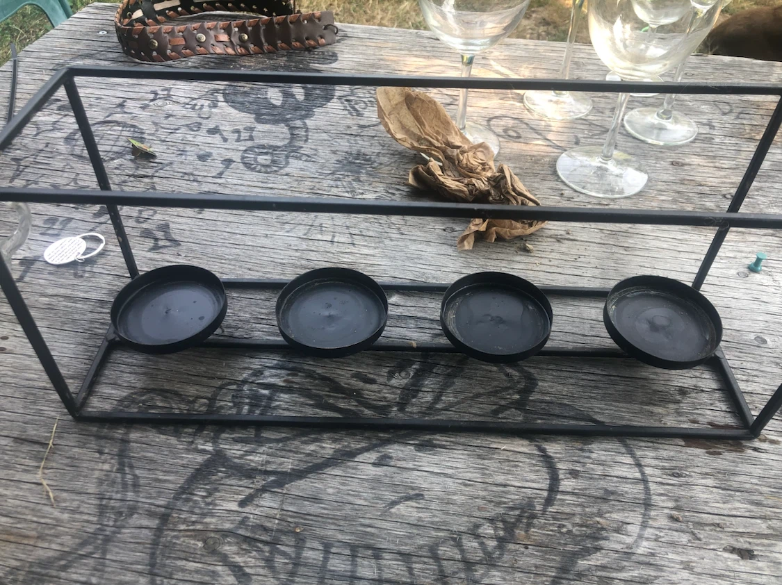 Black Metal 4-Candle Holder