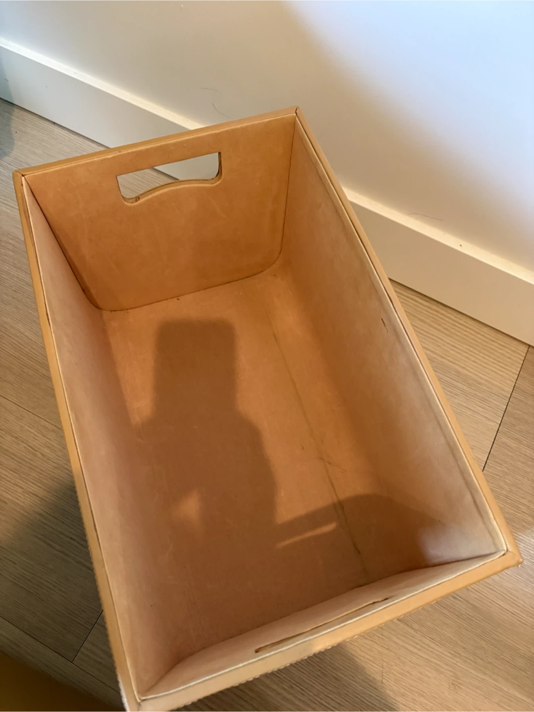 Set of 2 Tan Faux Leather Storage Bins - photo 3