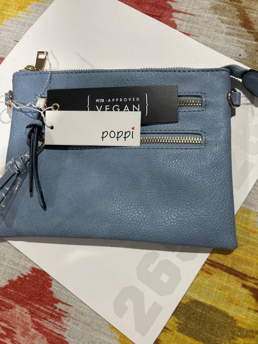 Poppi Blue Vegan Leather Clutch Wallet