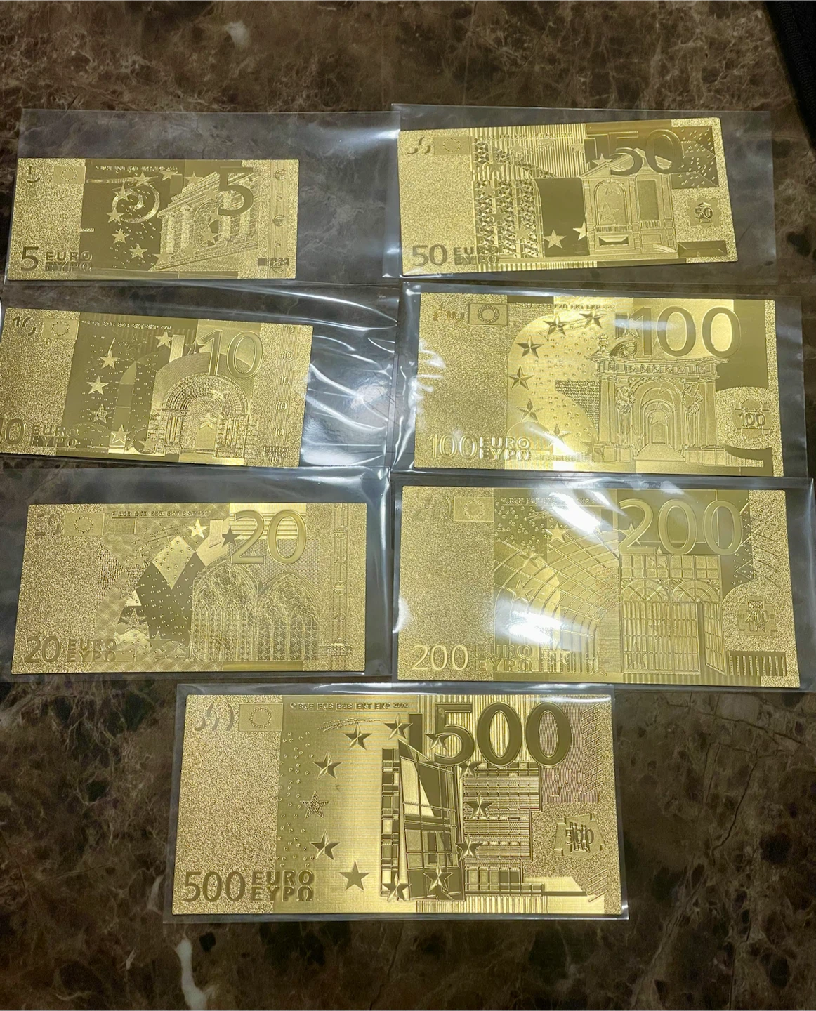 Gold Euro Banknote Collection (5, 10, 20, 50, 100, 200, 500) - photo 2