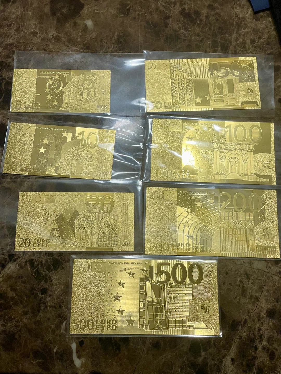 Gold Euro Banknote Collection (5, 10, 20, 50, 100, 200, 500) - photo 3