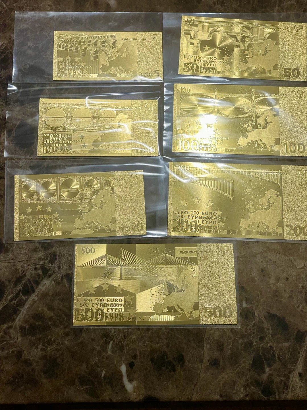 Gold Euro Banknote Collection (5, 10, 20, 50, 100, 200, 500) - photo 4