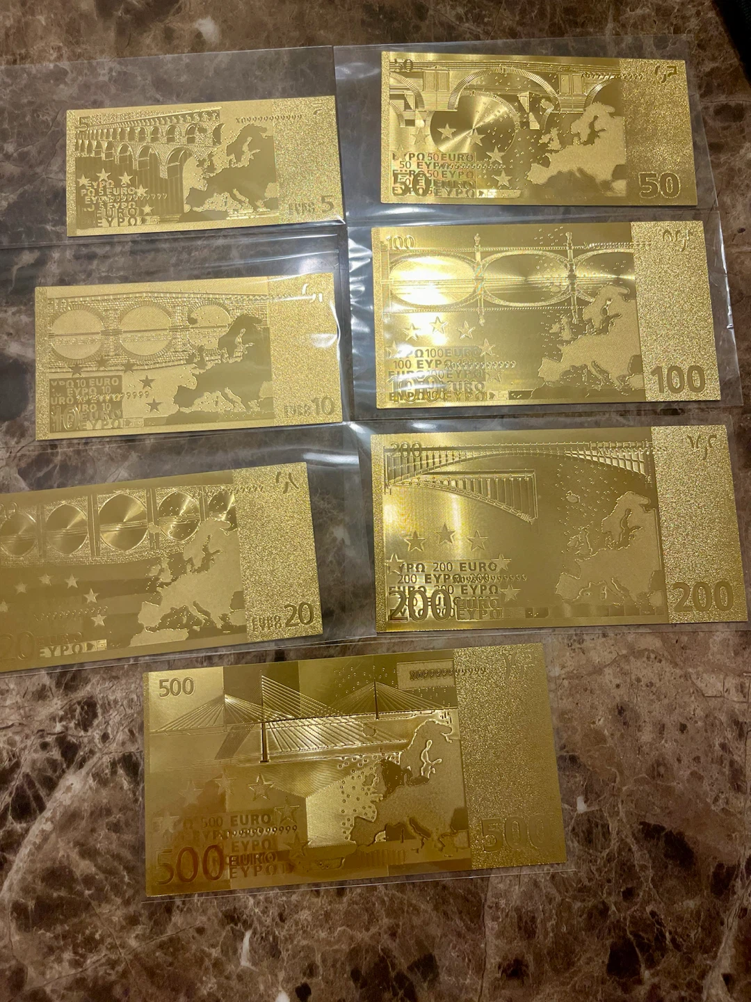 Gold Euro Banknote Collection (5, 10, 20, 50, 100, 200, 500) - photo 5