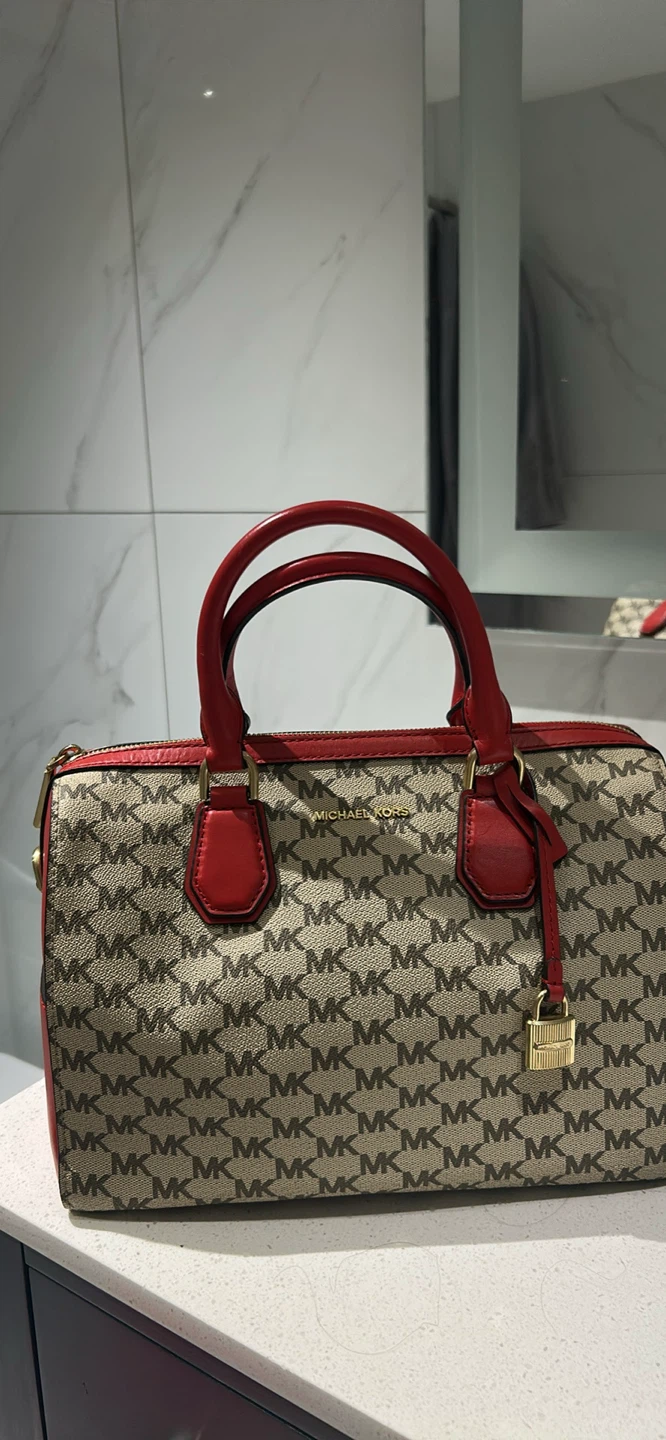 Michael Kors MK Signature Boston Bag - Red