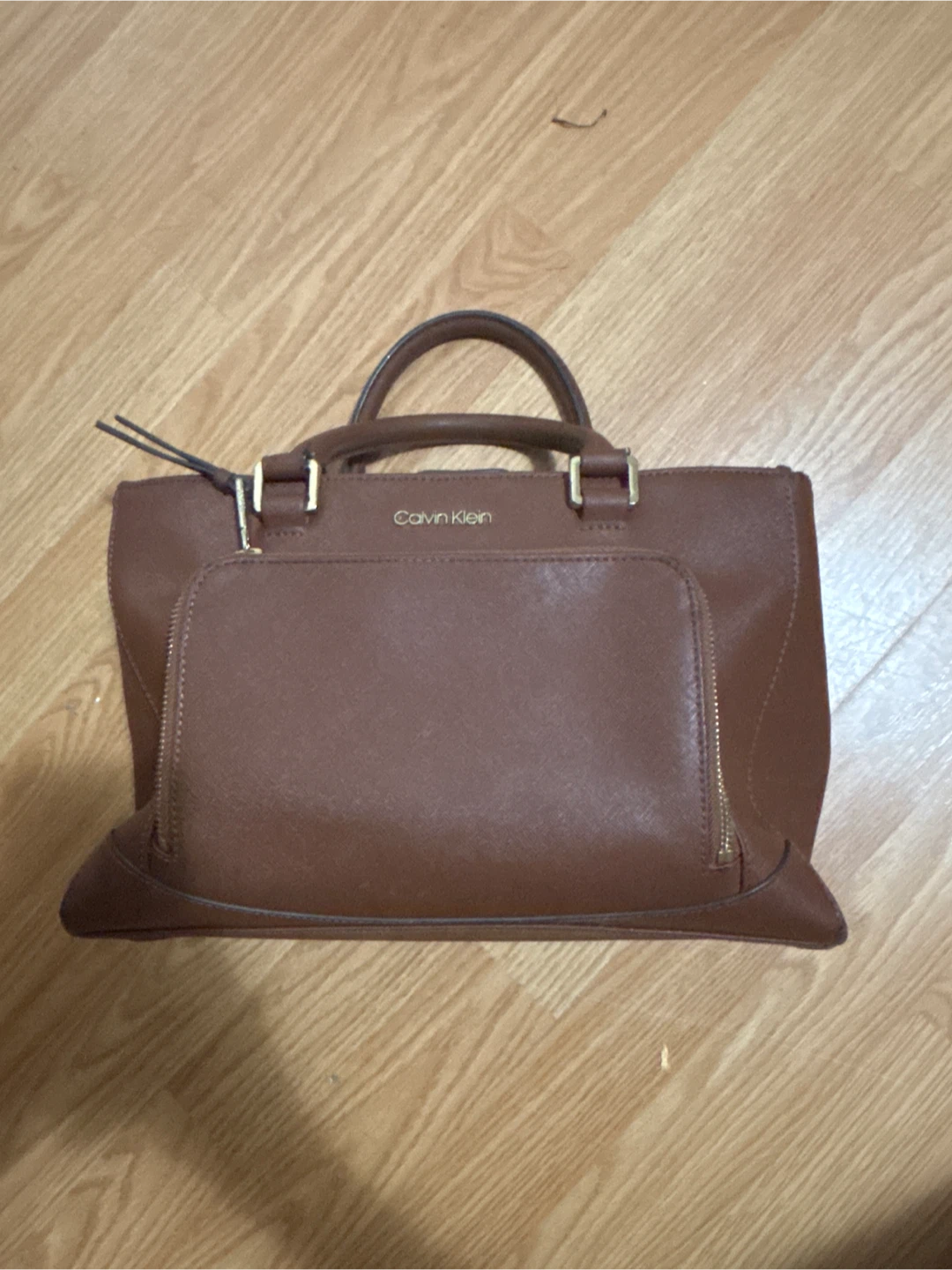 Calvin Klein Brown Faux Leather Tote Bag