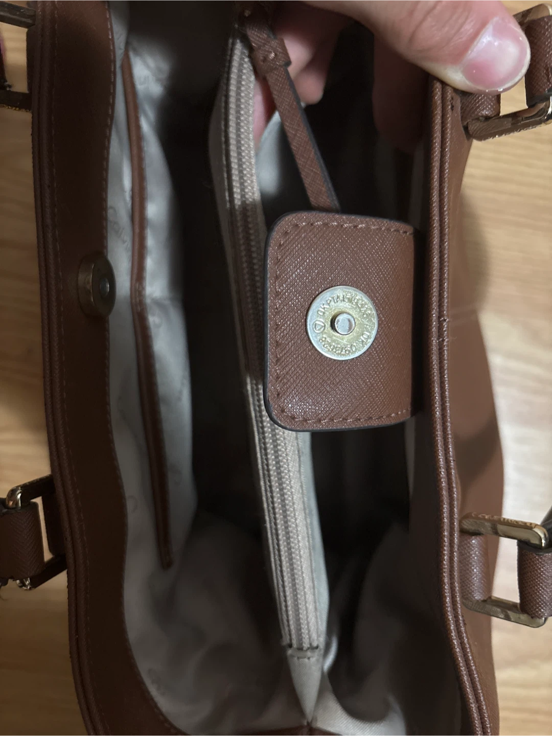Calvin Klein Brown Faux Leather Tote Bag - photo 2