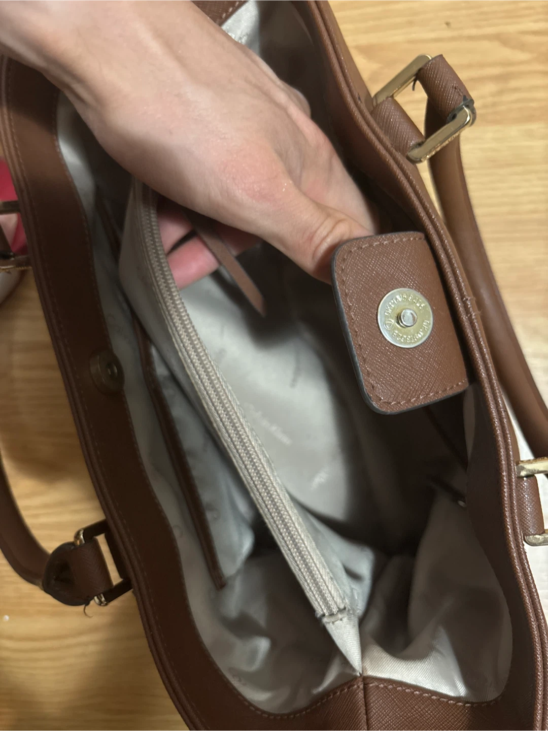 Calvin Klein Brown Faux Leather Tote Bag - photo 3