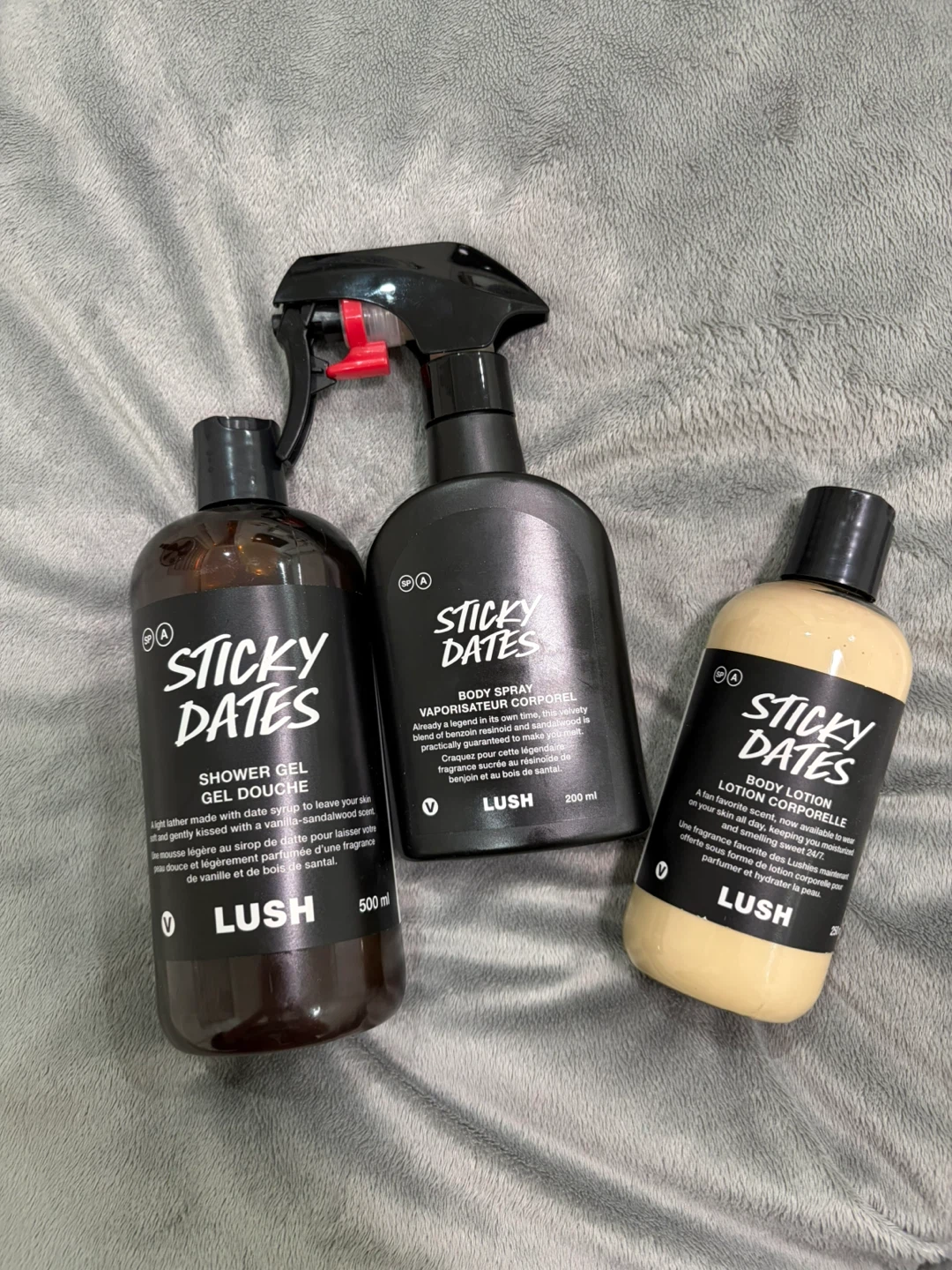 Lush Sticky Dates Shower Gel, Body Spray & Body Lotion Set