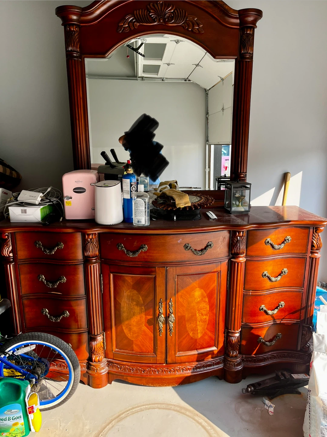 Vintage Wooden Dresser with Mirror