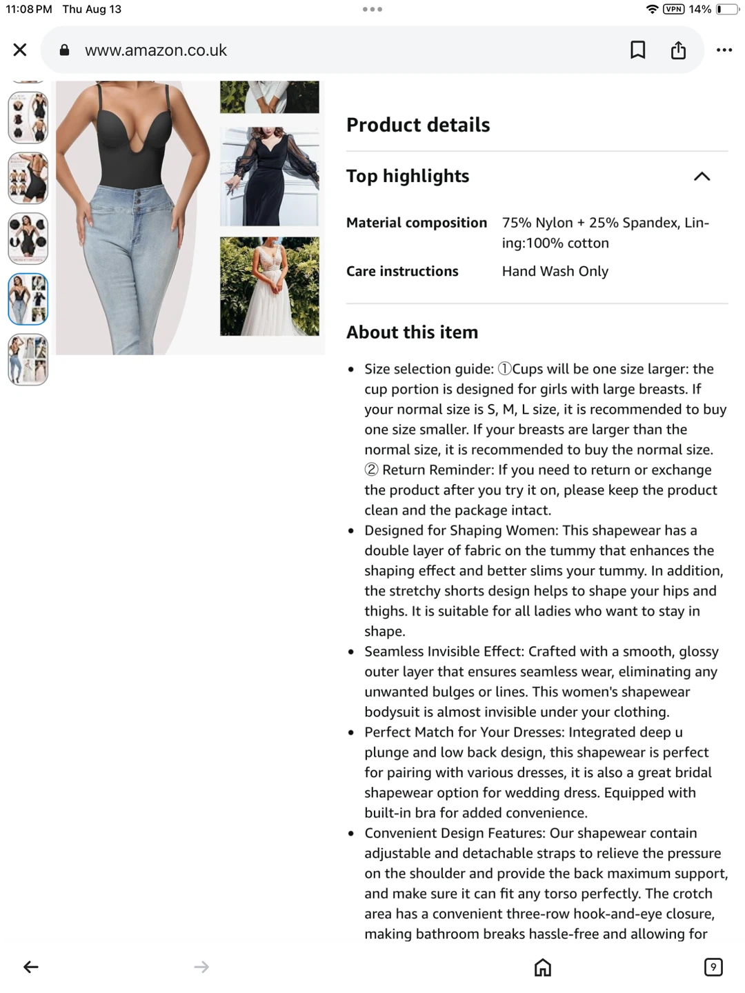New S Backless Shapewear Bodysuit Deep U Plunge Tummy Control - photo 5