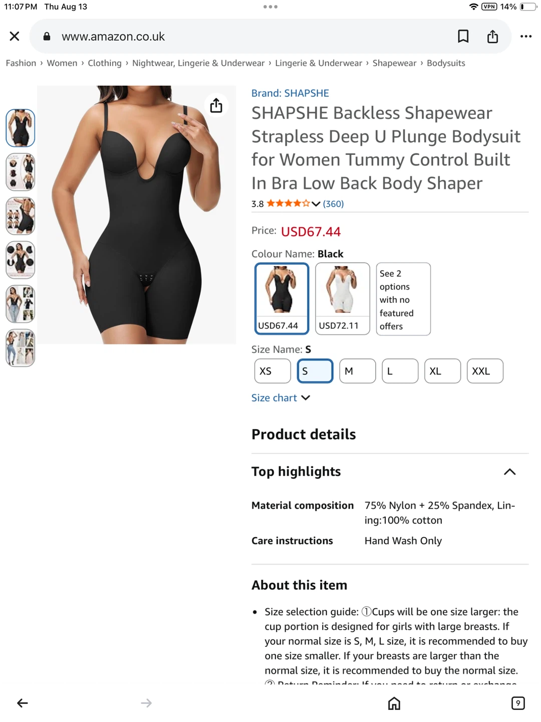 New S Backless Shapewear Bodysuit Deep U Plunge Tummy Control - photo 3