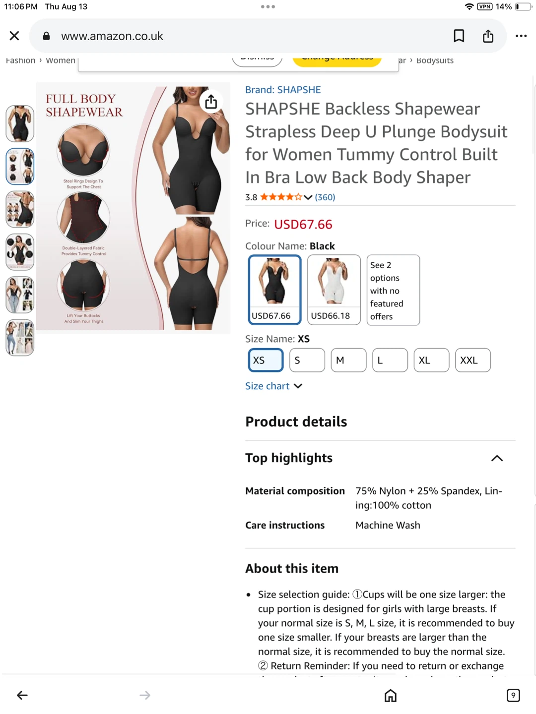 New S Backless Shapewear Bodysuit Deep U Plunge Tummy Control - photo 2