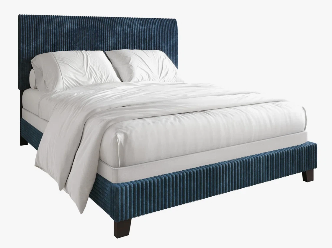 Blue Upholstered Bed Frame