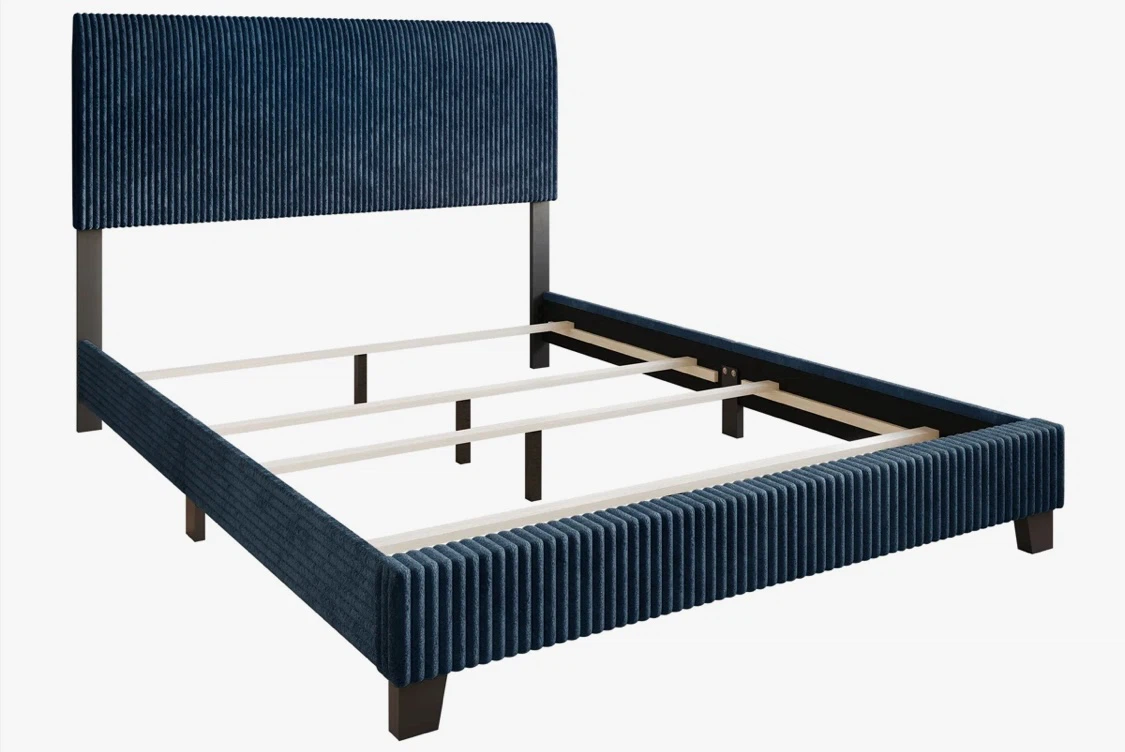 Blue Upholstered Bed Frame - photo 2