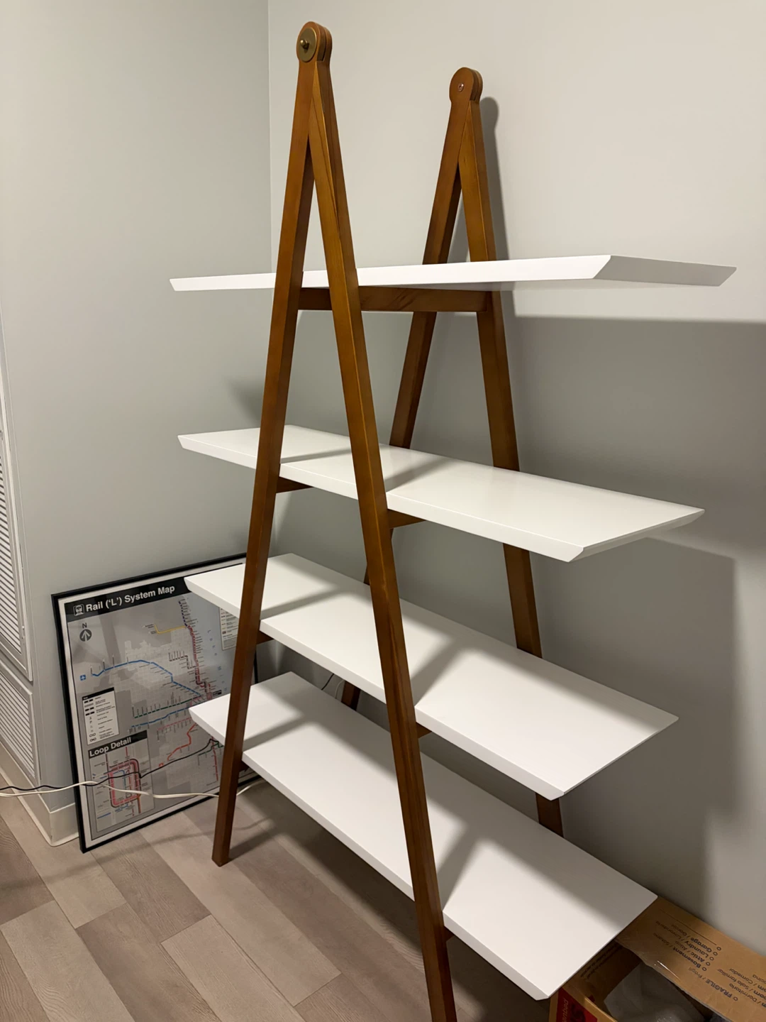 Article Ladder Bookshelf (White Shelves & Wood Frame) - photo 2