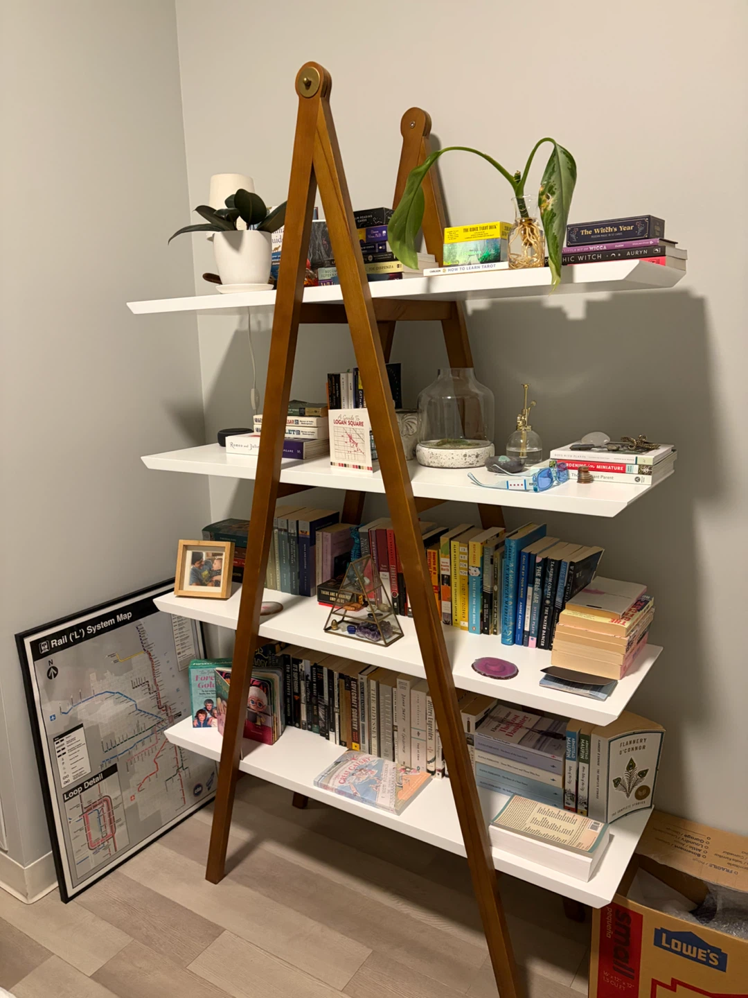 Article Ladder Bookshelf (White Shelves & Wood Frame) - photo 3