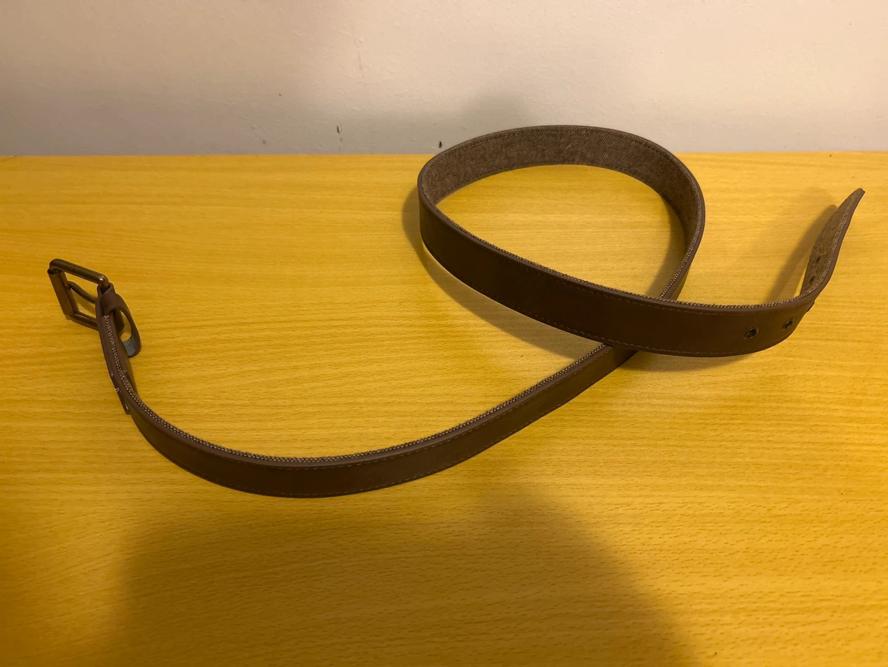 Brown Canvas and Faux Leather Belt with Buckle - photo 2