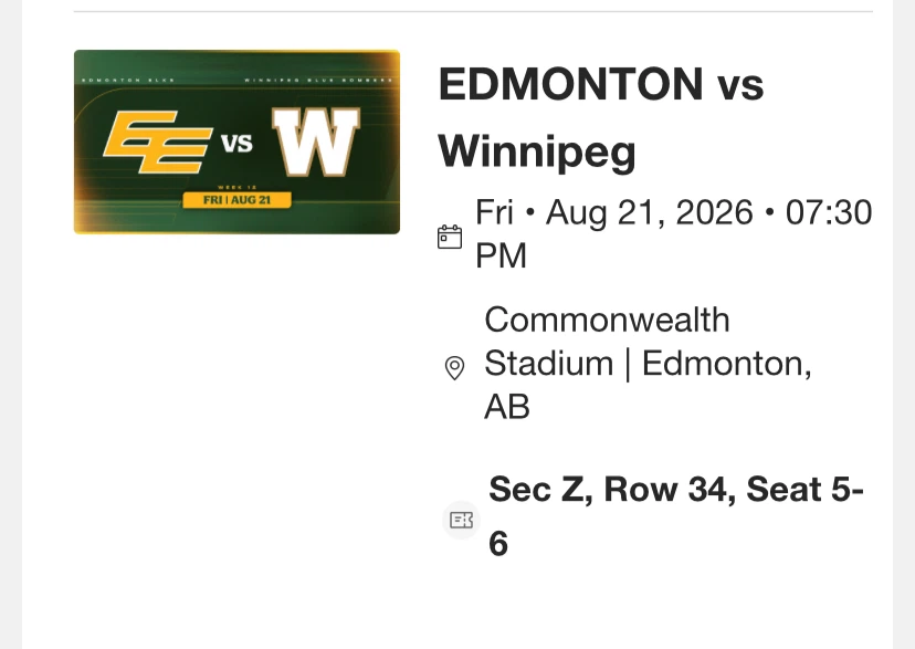 Edmonton Elks vs Winnipeg Blue Bombers Tickets
