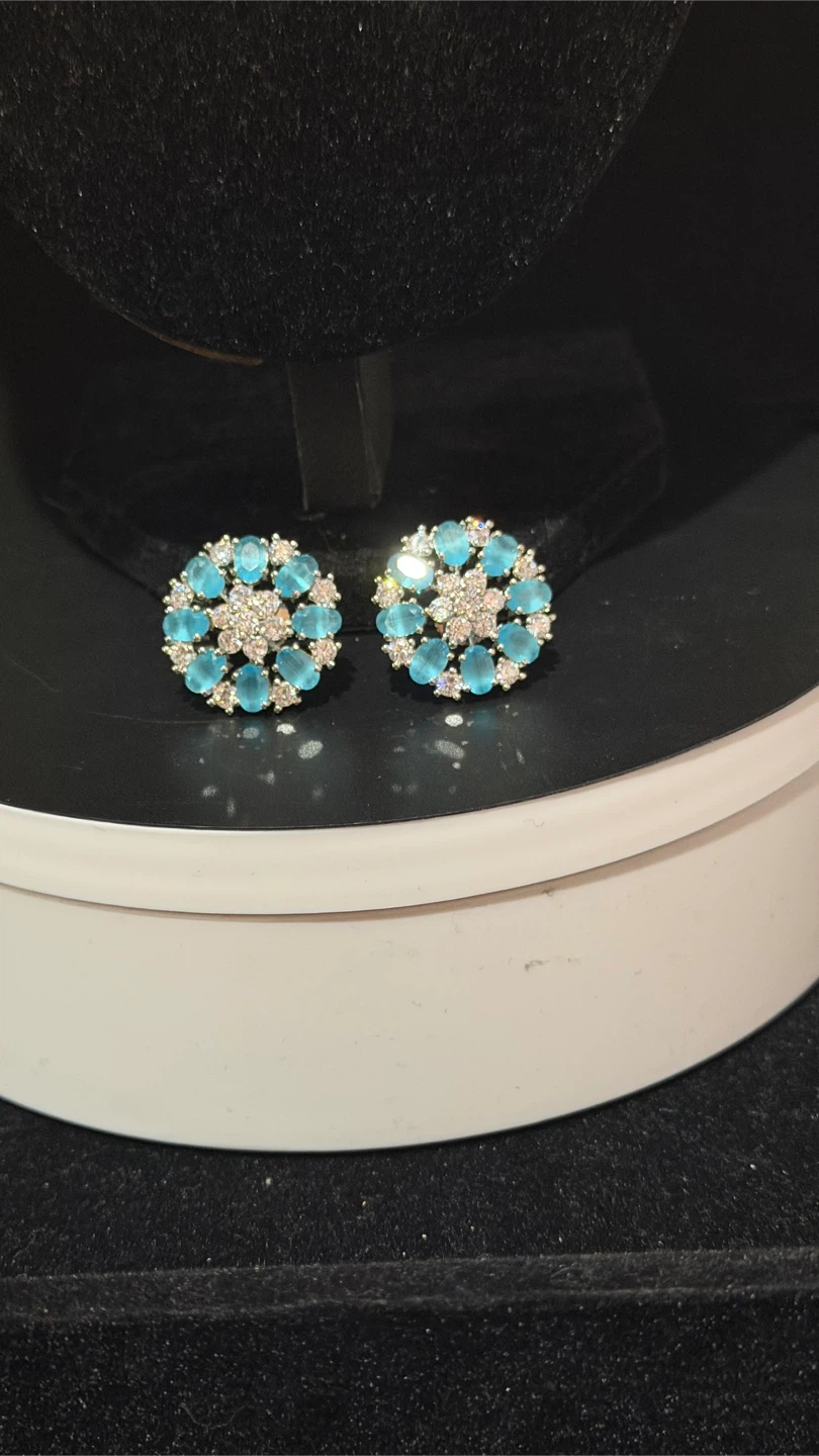 Blue Gemstone Choker Necklace and Earrings Set - photo 4