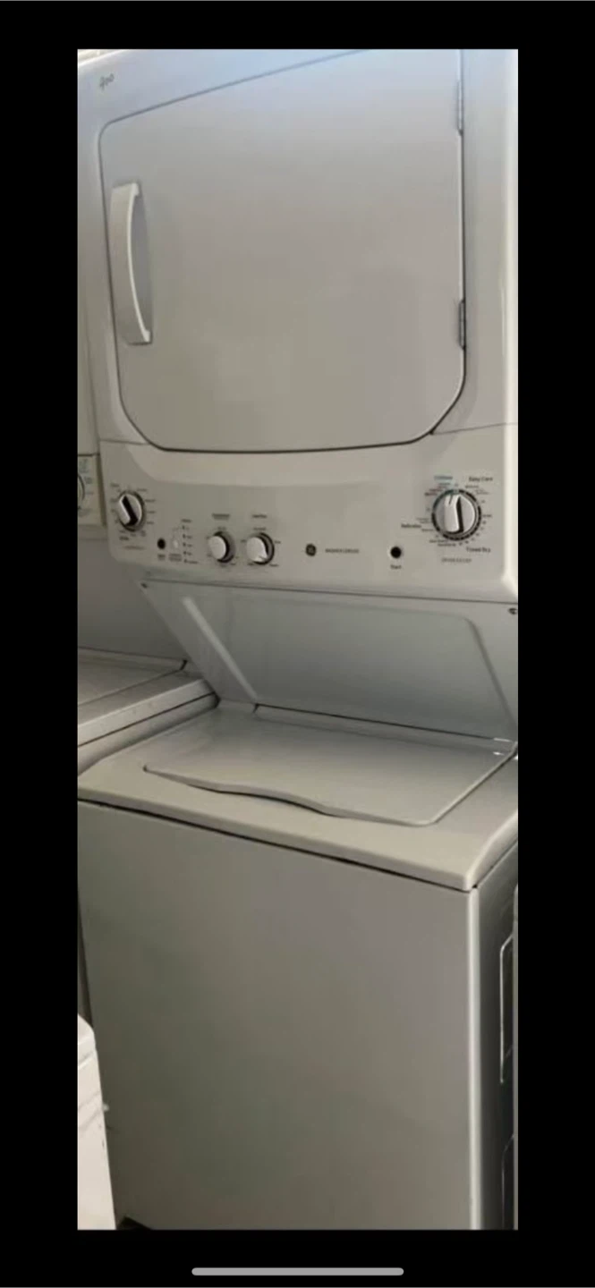 White GE Stackable Washer Dryer