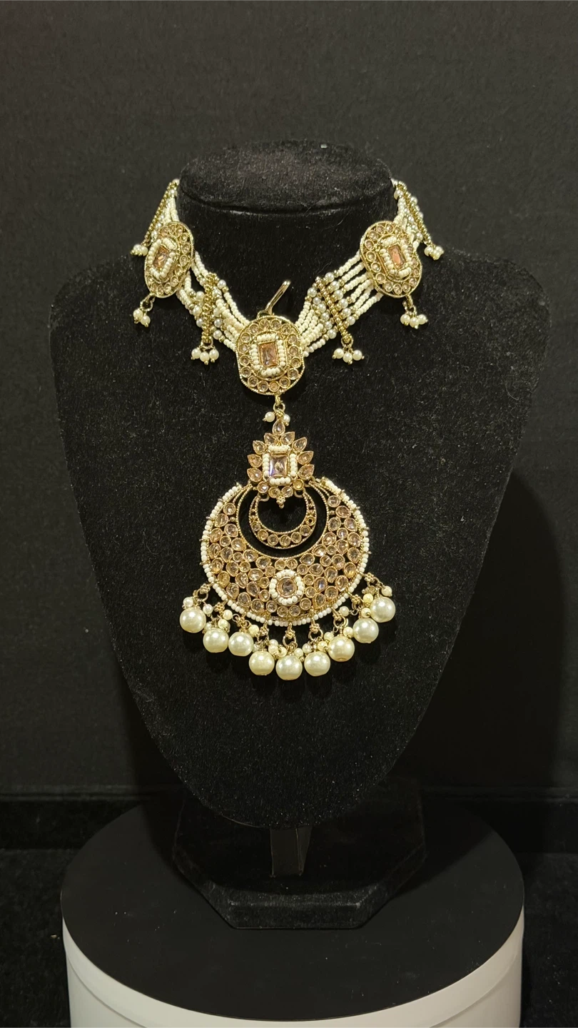 Polki with pearls matha patti
