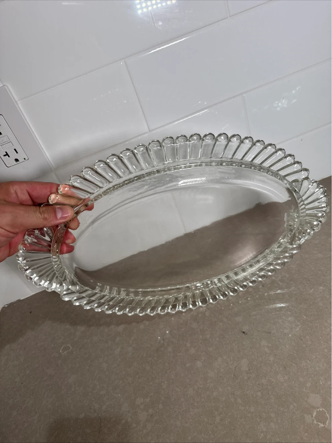 Vintage Glass Oval Serving Platter Dish - photo 3