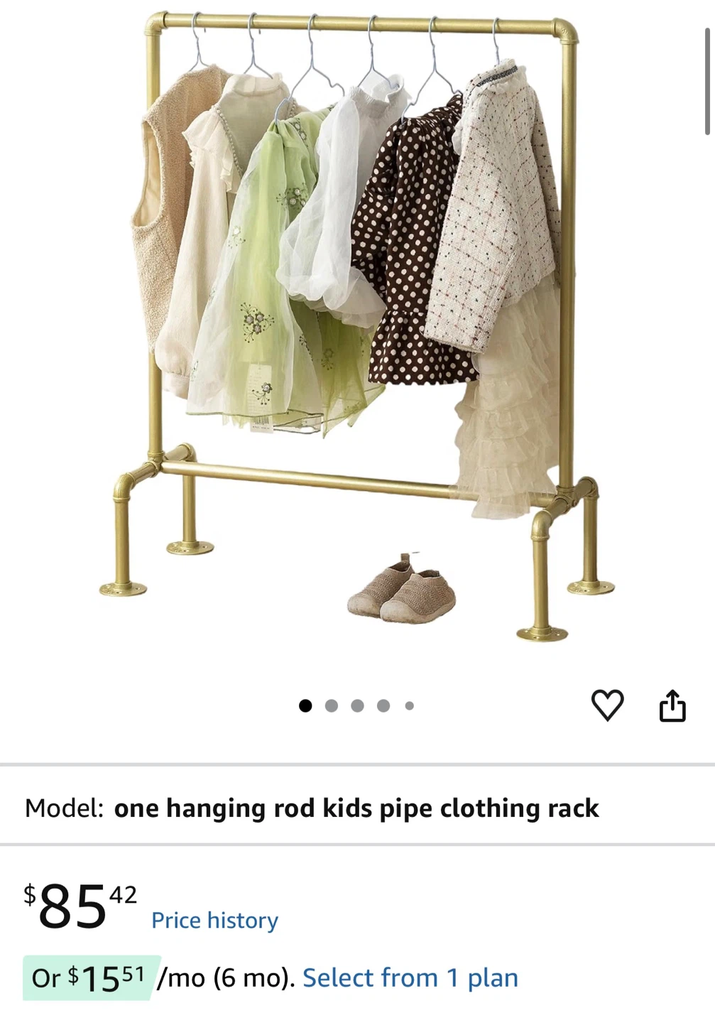 Kids Pipe Clothing Rack - Gold