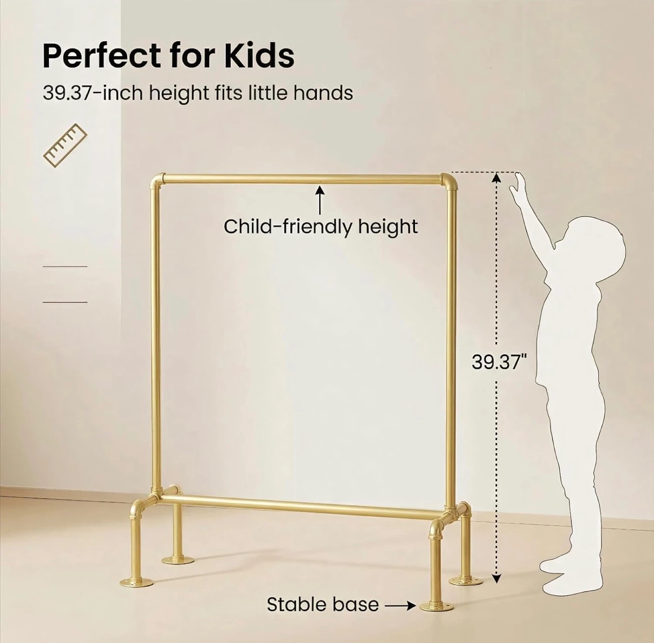 Kids Pipe Clothing Rack - Gold - photo 2