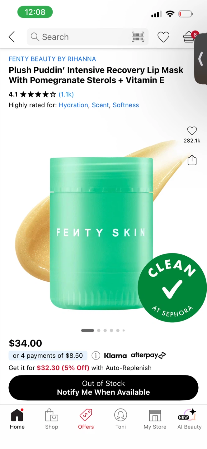Fenty Skin Plush Puddin' Intensive Recovery Lip Mask