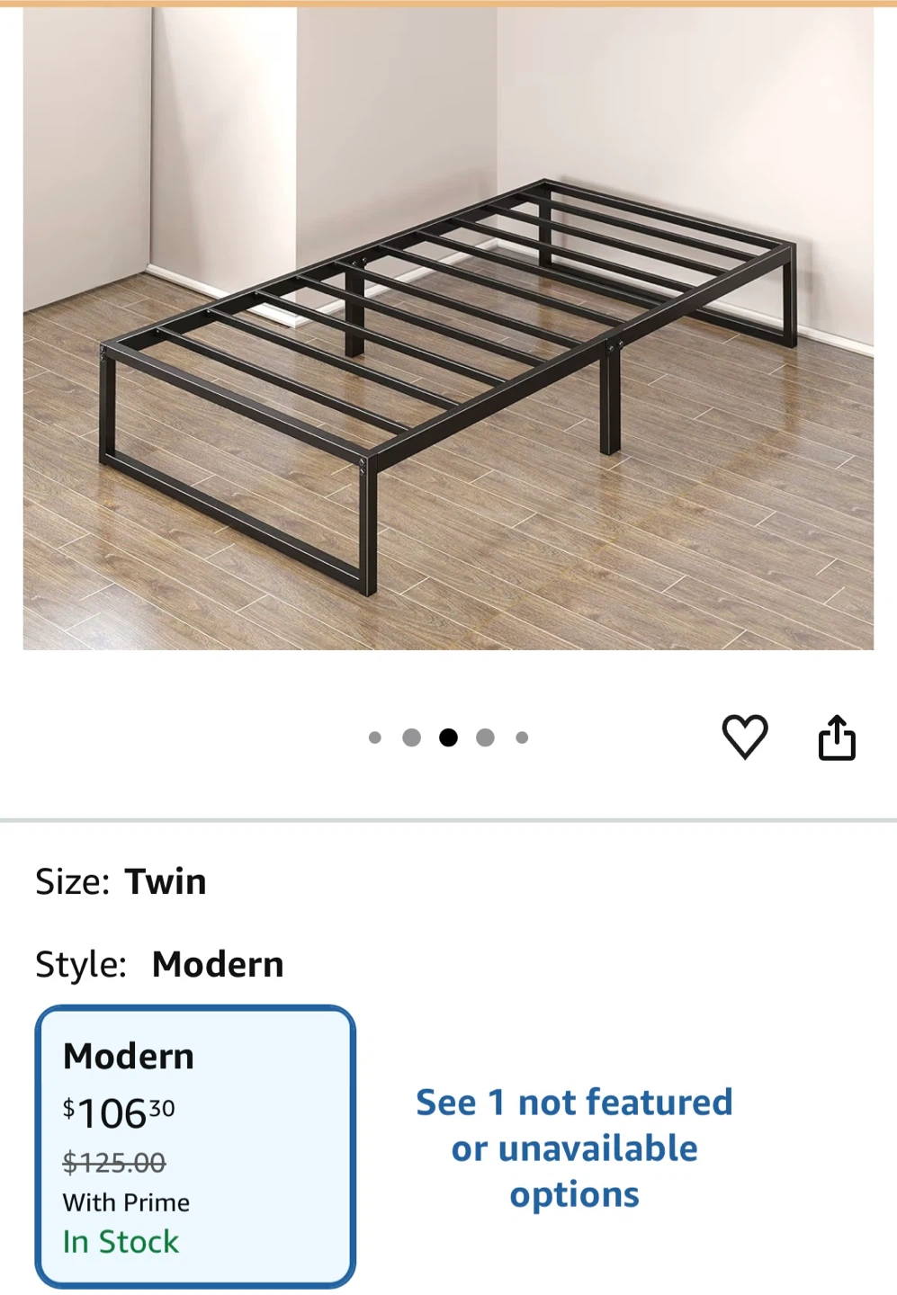 Zinus Loralai 12 Inch Metal Platform Bed Frame, Twin, Black