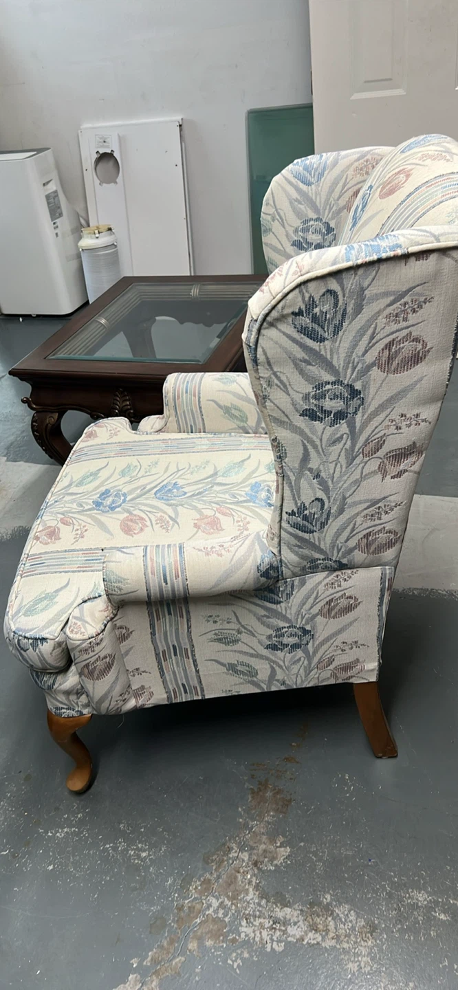 Wingback Accent Chair with Floral Pattern