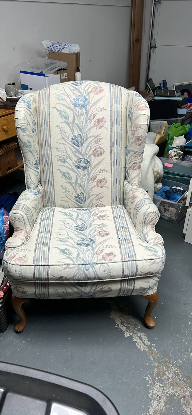 Wingback Accent Chair with Floral Pattern - photo 3