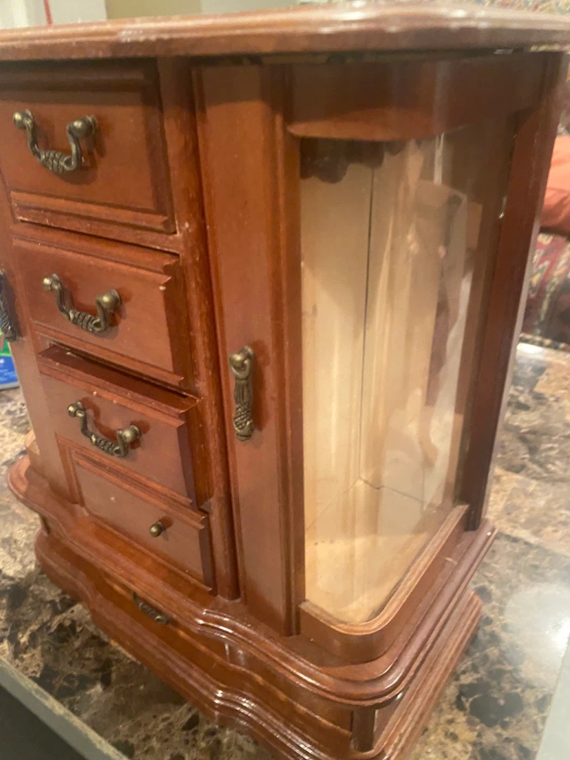 Wooden Jewelry Box with Drawers and Glass Door - photo 2