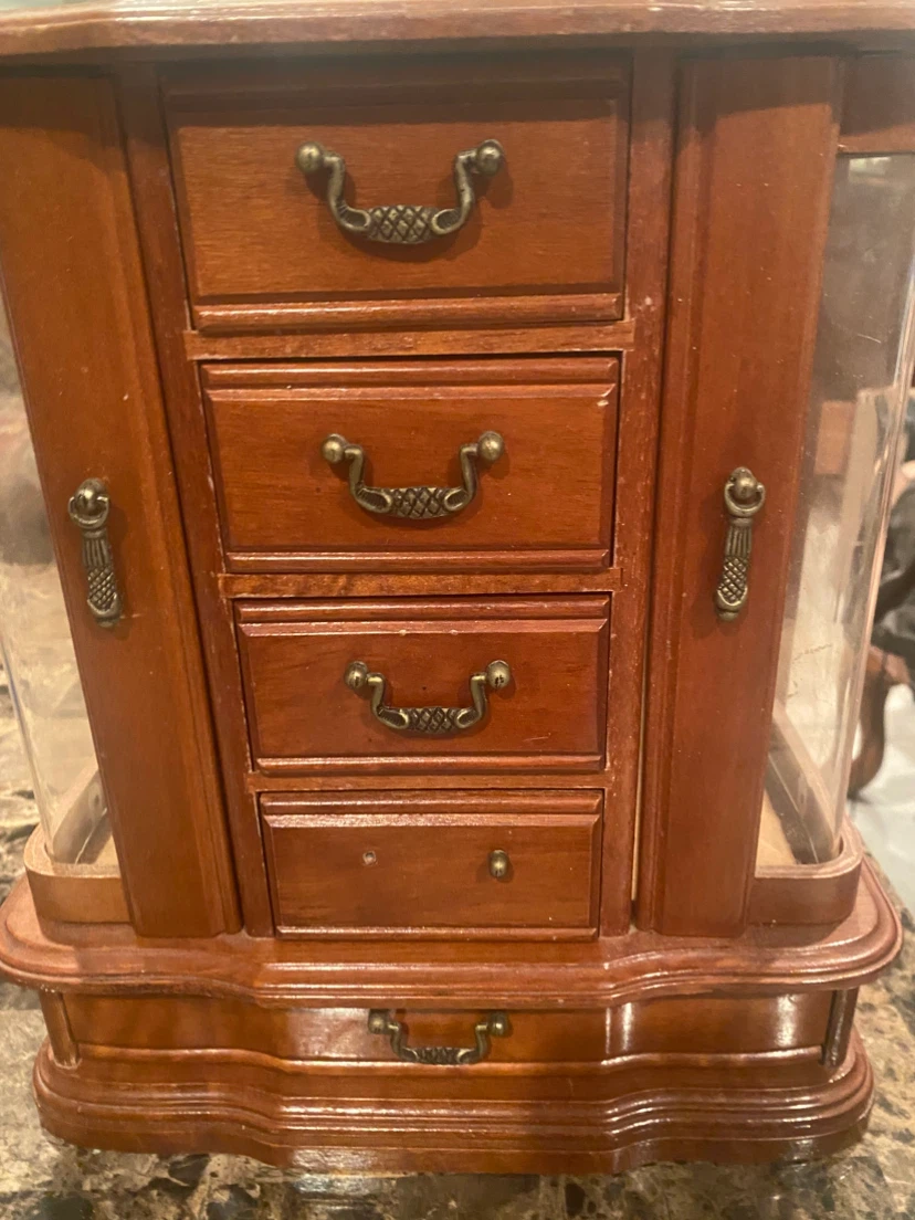 Wooden Jewelry Box with Drawers and Glass Door - photo 5
