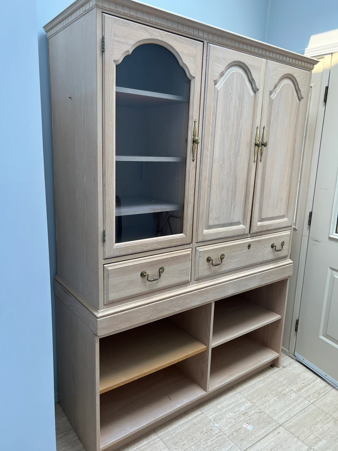 Wooden Hutch with Glass Door and Shelves - photo 2