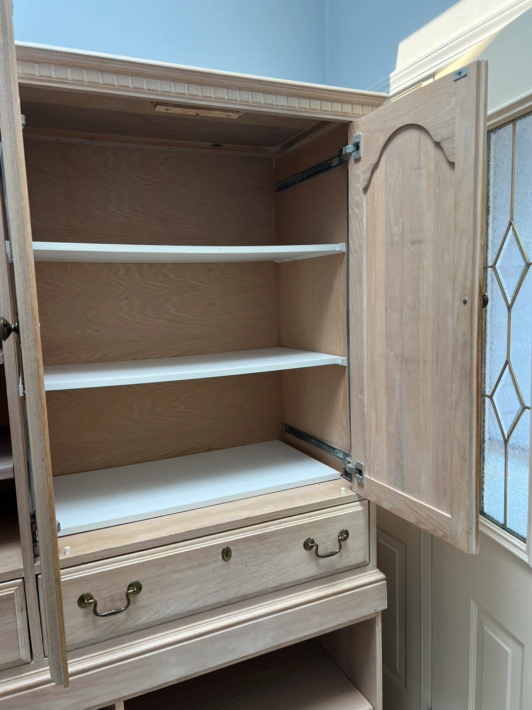 Wooden Hutch with Glass Door and Shelves - photo 4