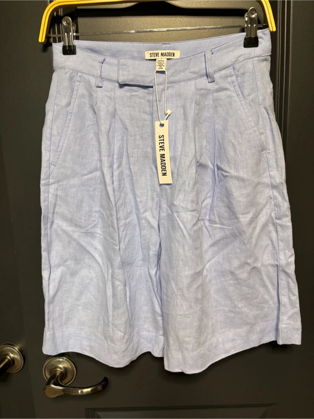 Steve Madden Light Blue Linen Blend Shorts