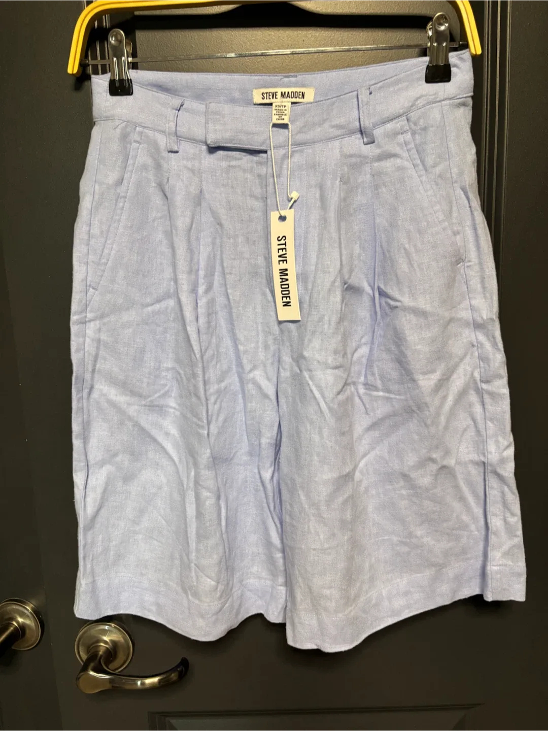 Steve Madden Light Blue Linen Blend Shorts