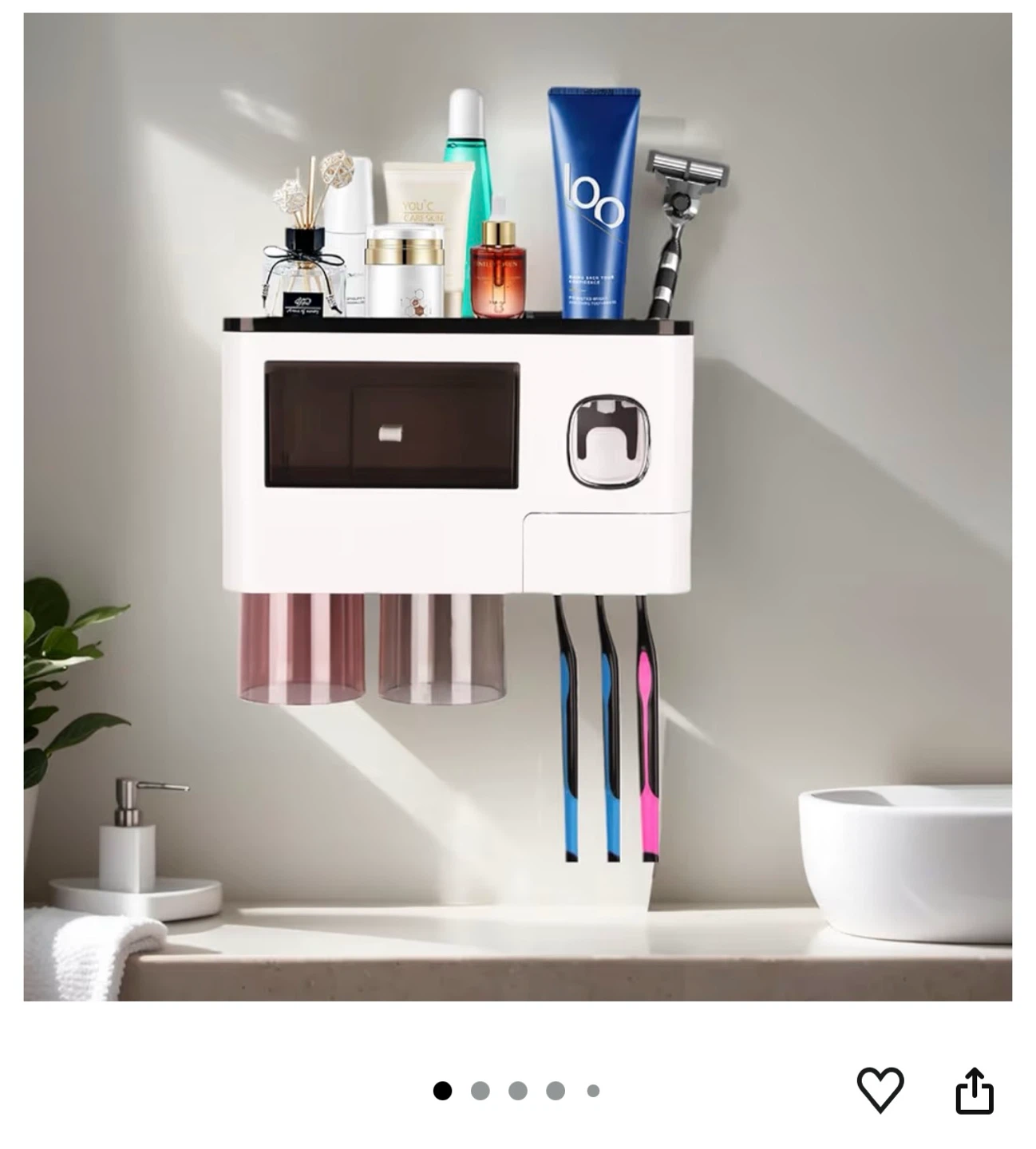 Wall Mount Toothpaste Dispenser and Toothbrush Holder Set - photo 3