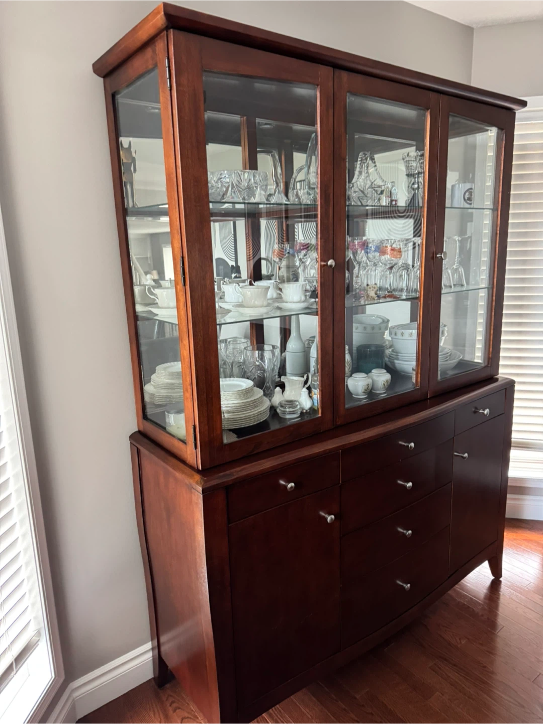 Wooden China Cabinet with Glass Doors