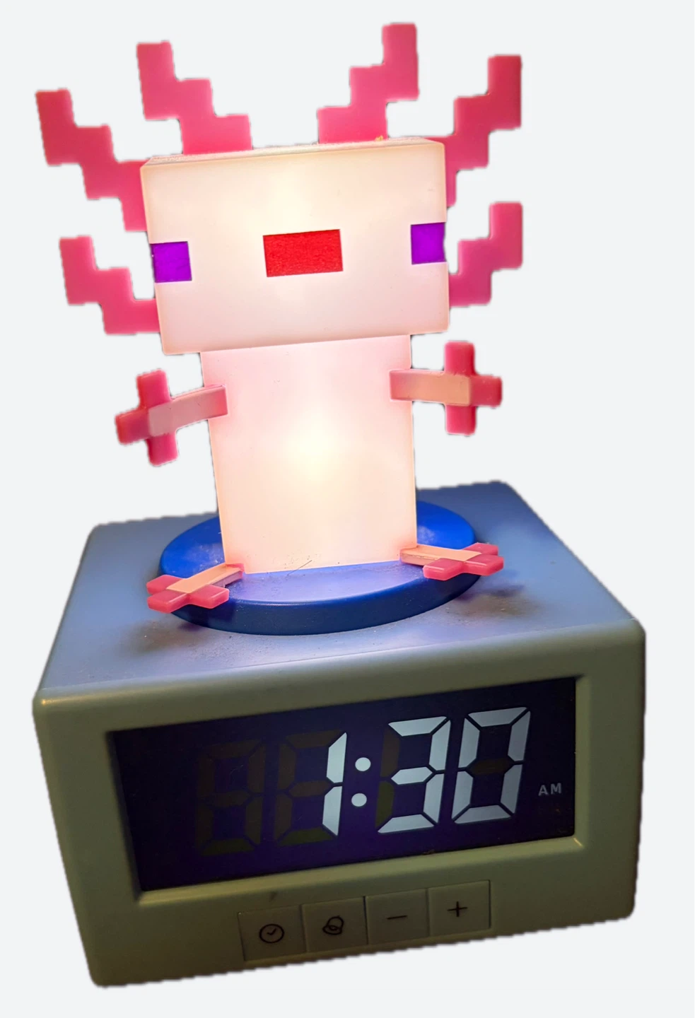 Minecraft Axolotl Alarm Clock Lamp