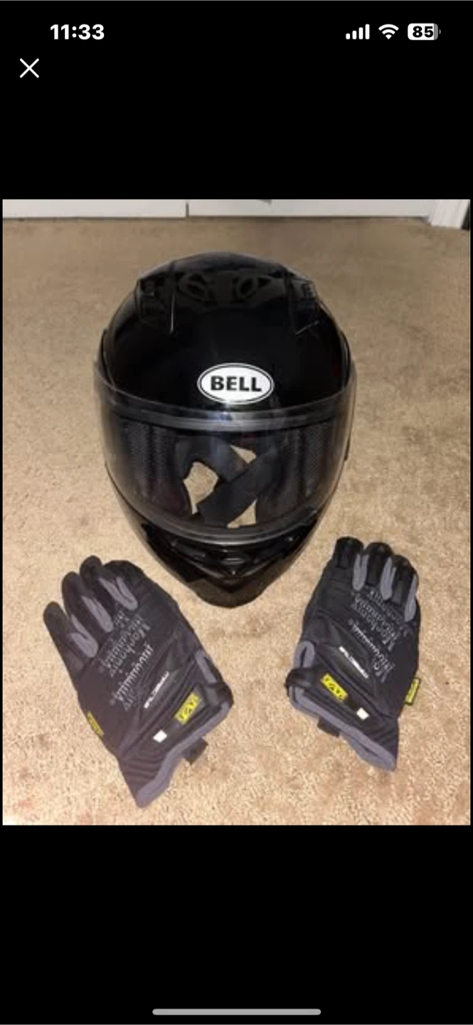 Motorcycle Helmet (S) and Gloves (L)