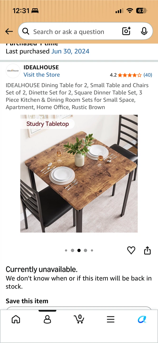 Dining Table Set for 2, Rustic Brown - photo 3