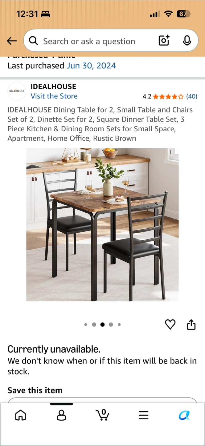 Dining Table Set for 2, Rustic Brown - photo 4