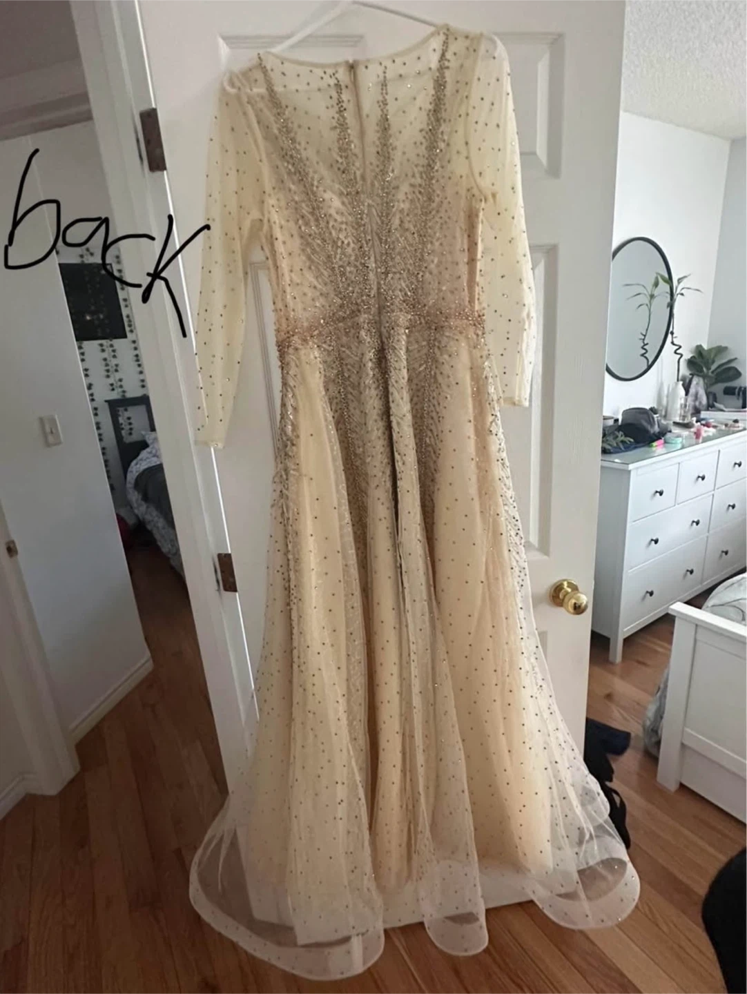 Embellished Long Sleeve Formal Dress - photo 5