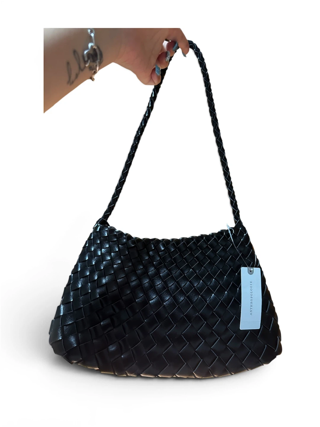 Anthropologie Calla Black Woven Shoulder Bag