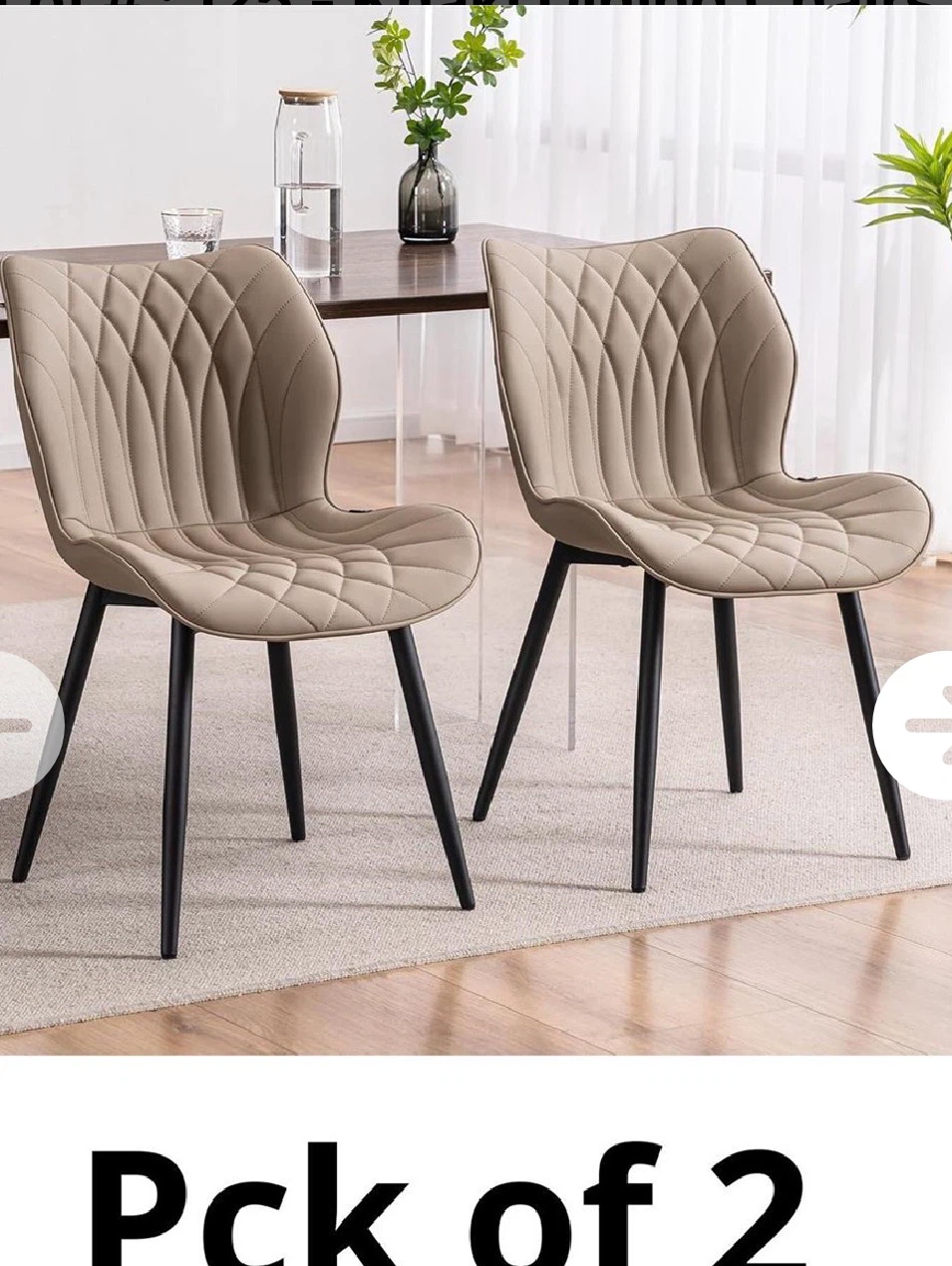 Set of 2 Tufted Dining Chairs - Beige