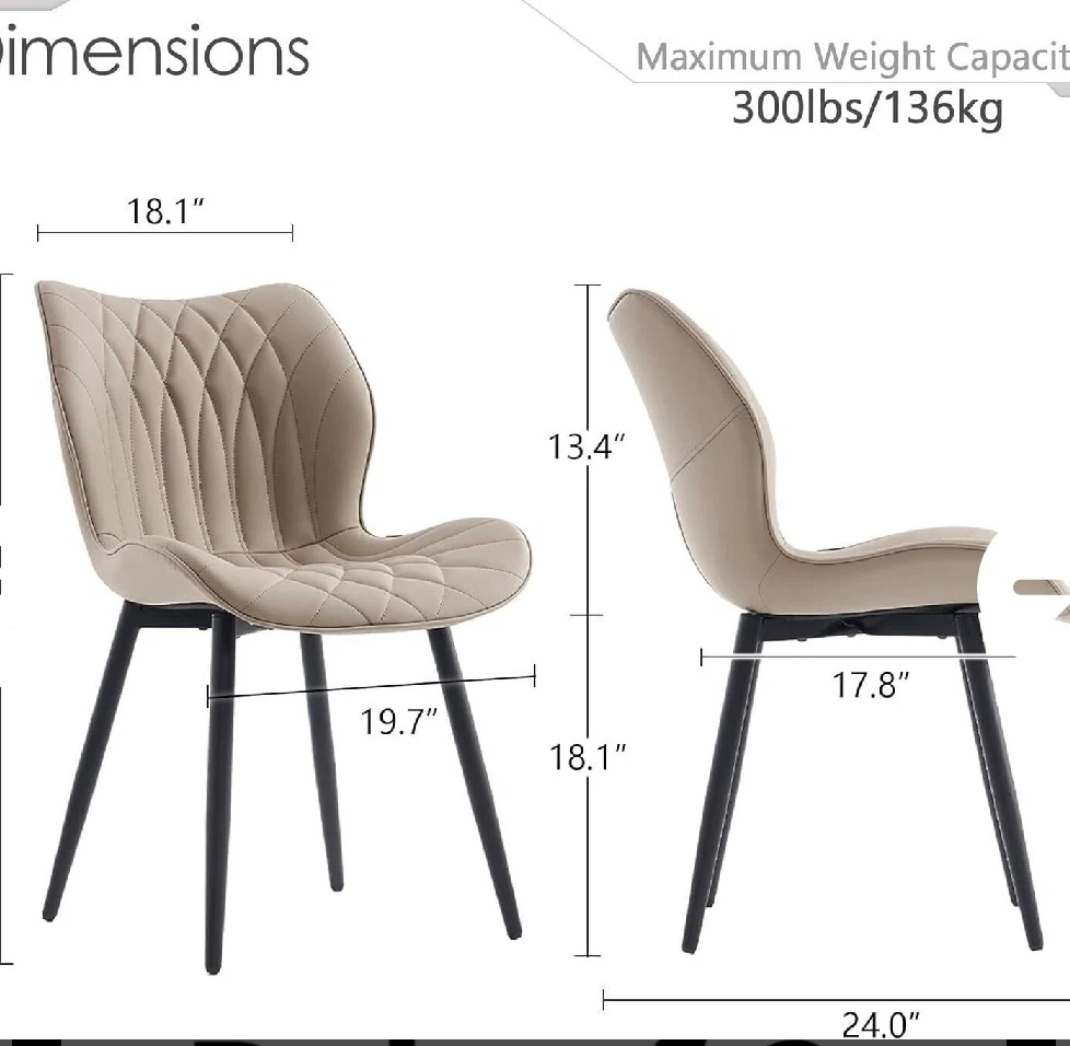 Set of 2 Tufted Dining Chairs - Beige - photo 2