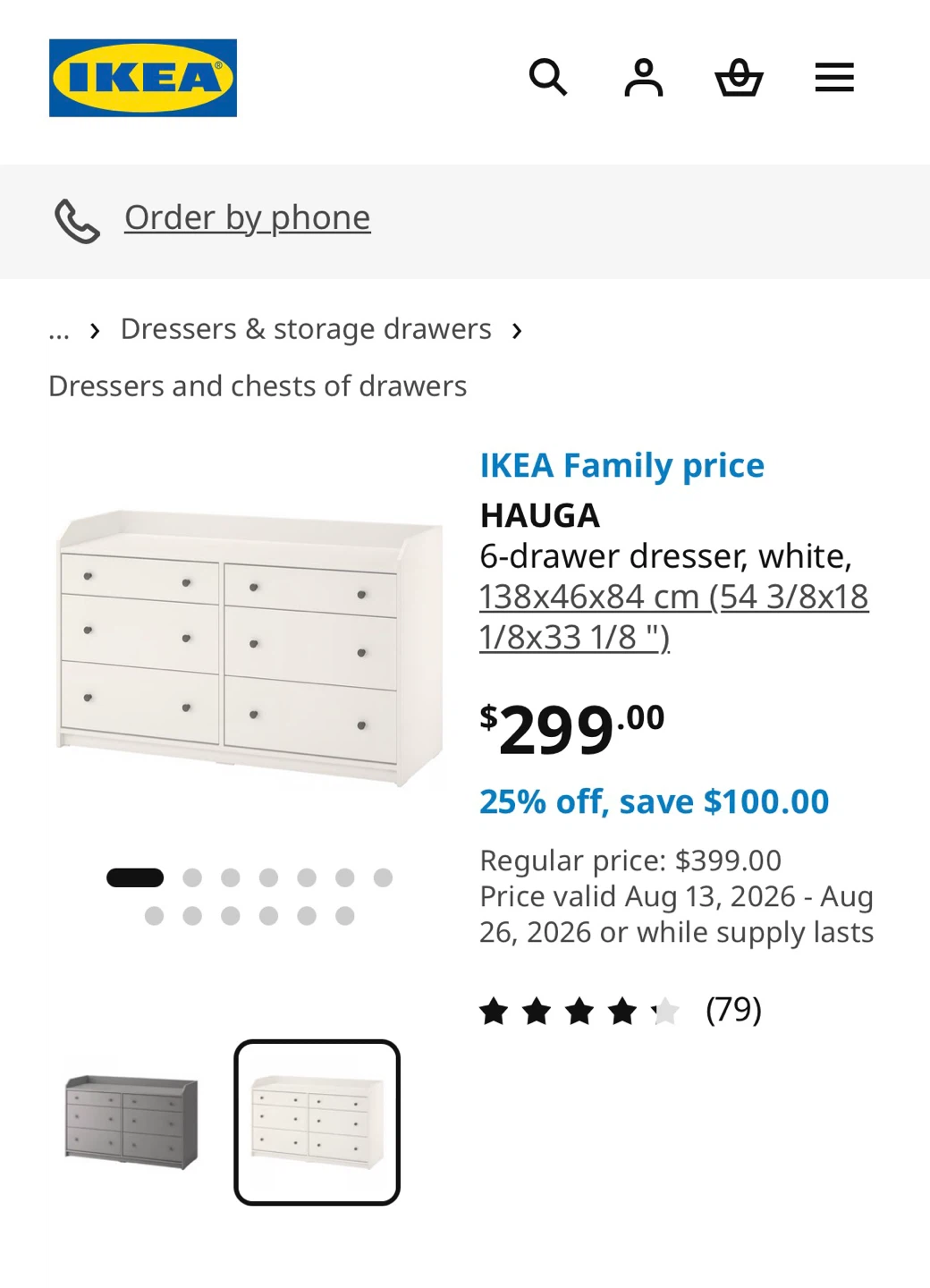 HAUGA 6-Drawer Dresser - photo 2
